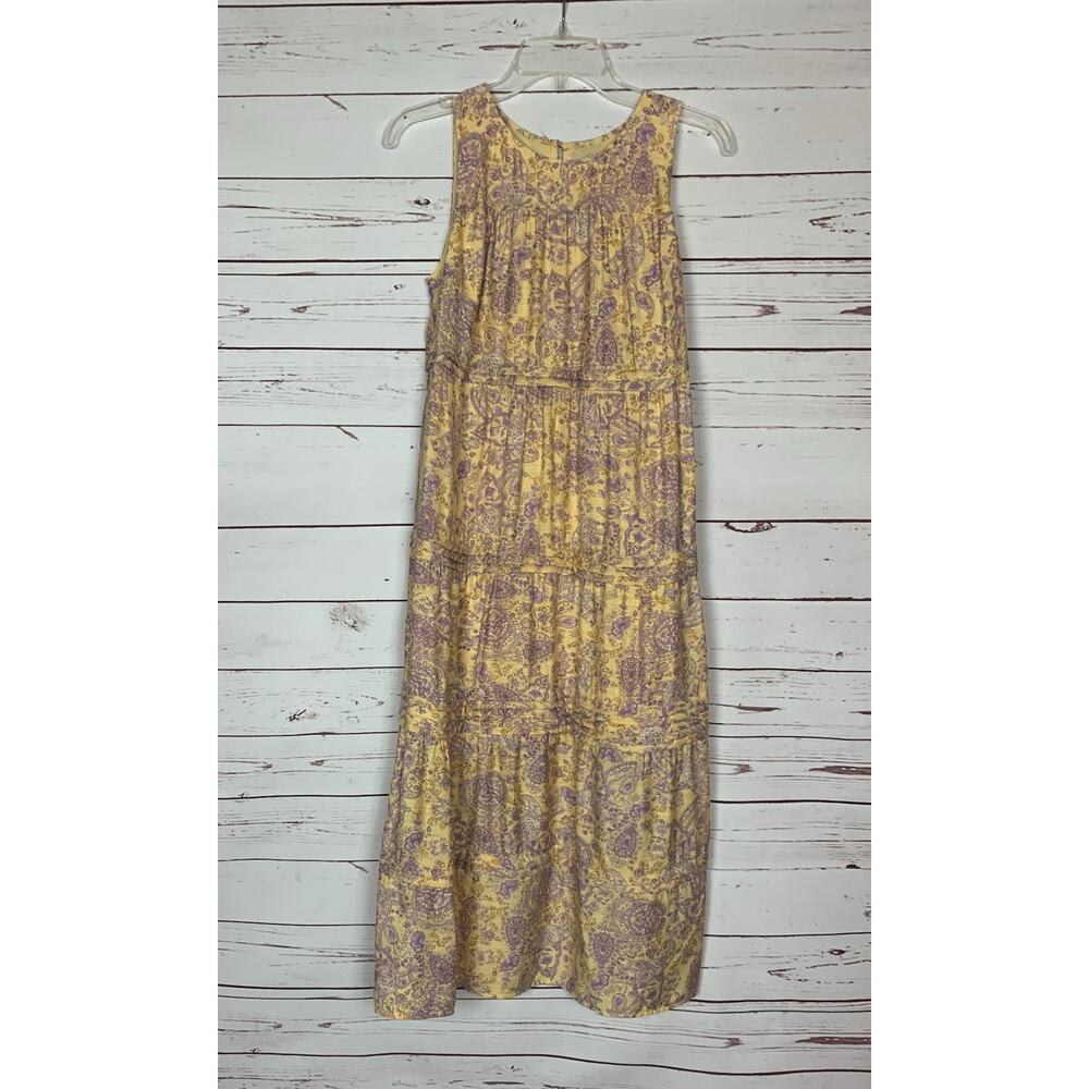 J.Jill Women's XSP Extra Small Petite Sleeveless Yellow Floral Summer Cute Dress